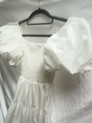 Petal & Pup - ANNETTE PUFF SLEEVE SHIRRED MIDI DRESS - WHITE XS thumbnail 7
