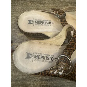 Mephisto Helen Leopard Leather Comfort Sandals Size 41 US 11 Slides‎ Strappy thumbnail 3