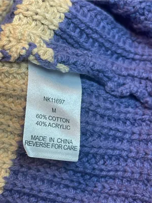 Altar'd State Striped Chunky Knit Fisherman Sweater Slouchy Blue Beige Size M thumbnail 10