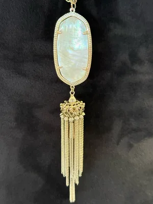 Kendra Scott Gold-Tone Cream Stone Tassel Necklace thumbnail 5
