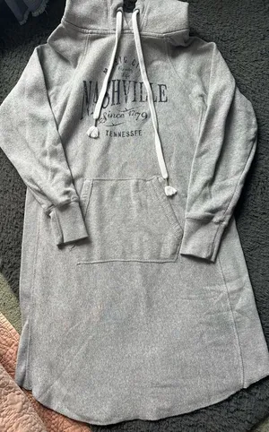 Nashville Gray Hooded Sweatshirt Dress, Medium thumbnail 1