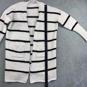 HYFVE Open Front‎ Long Cardigan Sweater Women Large Striped Knit Casual Cozy thumbnail 5