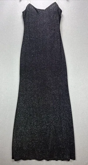 Jump Apparel 9/10 Formal Strapless Black Dress Shimmer Bodycon Prom Evening Y2K thumbnail 1