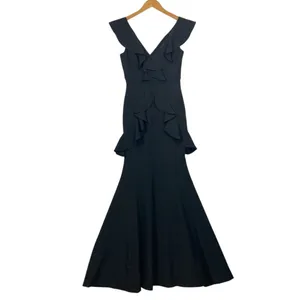 Gianni Bini nwt black ruffle maxi formal dress XS 0 thumbnail 2