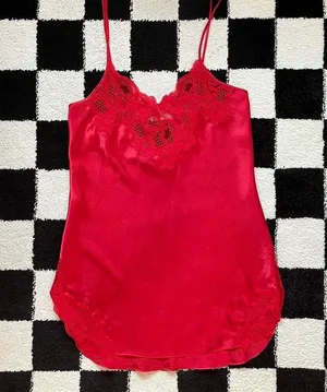 Vintage Victoria’s Secret Red Satin Slip Dress M thumbnail 2