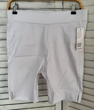 White Stretch Shorts, 1XL Size 1X thumbnail 1