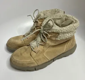 Sorel Explorer II Joan Boots Women 10 Tan Good Waterproof Faux Fur Suede NL4451 thumbnail 1