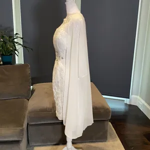 Women’s Ivory Dress & Matching Chiffon Jacket with beautiful detail Size L**READ thumbnail 5