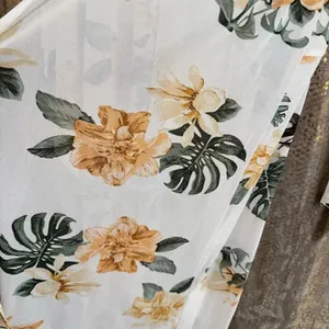 SirenLily White Green Tropical Magnolia Print Mesh Duster Medium thumbnail 5