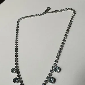 Blue Prong Set Rhinestone Silver Tone Choker Necklace thumbnail 10