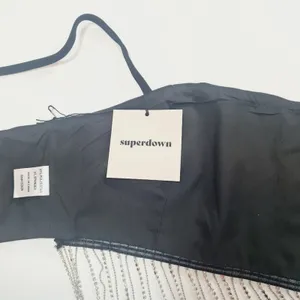 Superdown Irina Crystal Fringe Top in Black XS thumbnail 10