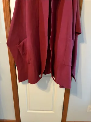 Free People Hooded Open-Front Cape Coat in Deep Berry thumbnail 6