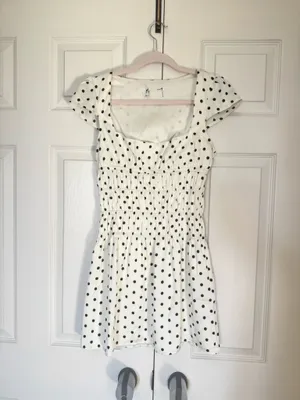Princess Polly Evangelie Ruched White Black Polka Dot Mini Dress thumbnail 2