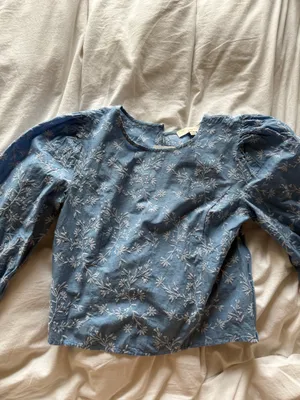 Loft Blue Floral Blouse thumbnail 3
