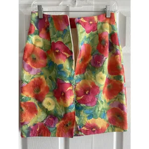 Maick‎ Harold Paris Floral Poppy Mini Skirt Womens Size 2 Vintage Ribbed Garden thumbnail 5