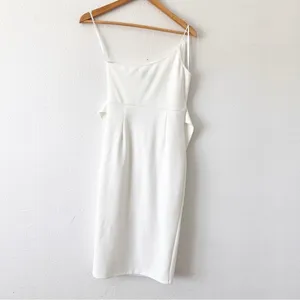 Hello Molly Taking it Back One Shoulder Cutout Bridal Bodycon Dress in White thumbnail 9