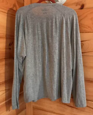 Russell LIGHT GREY THIN ATHLETICS LONG SLEEVE LOGO GRAPHIC TEE TOP thumbnail 4