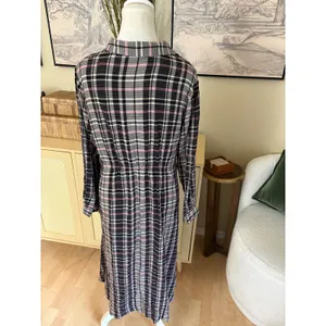 HATCH Alyssa Plaid Button Down Maxi Dress Maternity‎ Size 1 Small Black thumbnail 4
