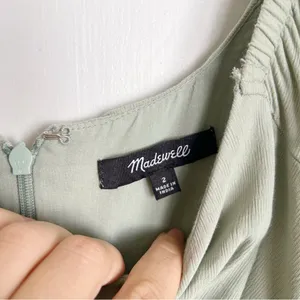 Madewell • Sweetheart Puff-Sleeve Midi Dress in Frosted Sage green bias cut thumbnail 4