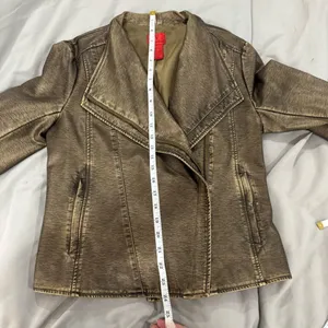 V Cristina Faux Leather‎ Bronze Gold Jacket Medium thumbnail 7