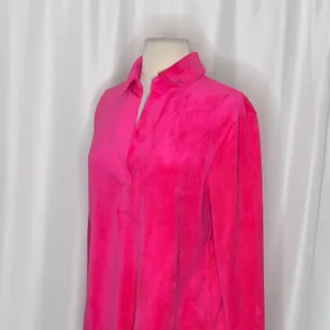 LILLY PULITZER August Velour Pullover Pink Palms Solid Polo Collar Bright Small thumbnail 6