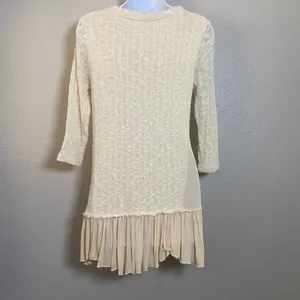 Cupio‎ Cream Knit Ruffle Feminine Angelcore Mori Kei Lagenlook Casual Top S thumbnail 2