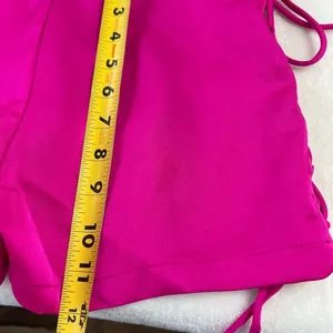 Hello Molly Womens Satin Lattice Side Fun Starts With You Shorts Pink XS thumbnail 9