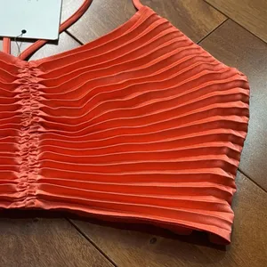 ALC Frank NWT Pleated Coral Crop Camisole Top size‎ 2 thumbnail 3