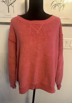 American Eagle Oversized Fleece Sweatshirt~This Feels Seriously Huggable~Size XS thumbnail 1
