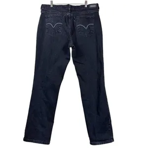 Levi’s 505 Straight Leg Contrast Stitched Black Denim Jeans Women’s Size 16M 33x thumbnail 9