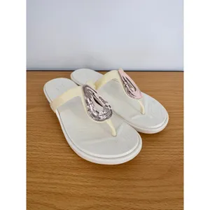 Crocs Sanrah sandals women's 9 liquid metallic flip flop white rose gold comfort thumbnail 8
