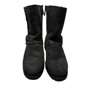 UGG Niels II Black Leather Suede Buckle Biker Boots 1095130 Womens Size 7 thumbnail 4