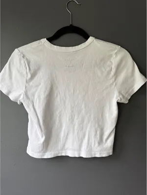 PS/LA White Cotton Crop T-Shirt with Cocktail Glass Print, Size M thumbnail 2