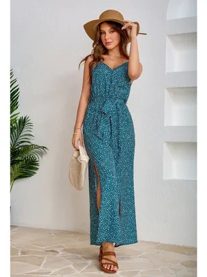 NWT Cupshe Green V-Neck Split Maxi Dress - Size: Large thumbnail 12