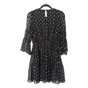 DKNY Metallic Chiffon Mini‎ Dress Black Gold Sz 6 thumbnail 3