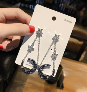 Moon and Stars Long Tassel Dangle Drop Earrings Silver thumbnail 3