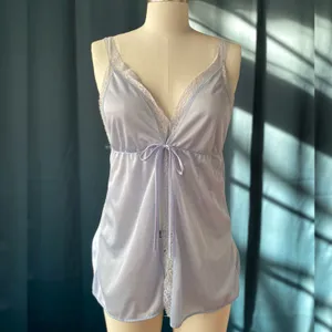 Vintage 70s Pastel Baby Blue Lace Nightie Tank thumbnail 1