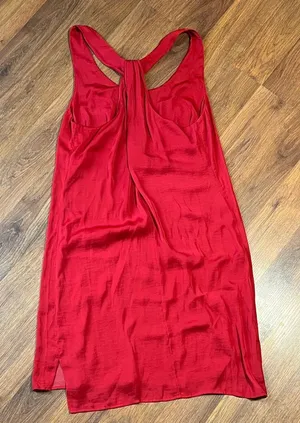 Elegant Red Tie Back Sleeveless Dress thumbnail 1