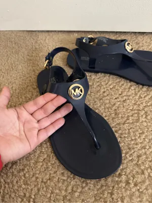 Michael Kors Jenna Navy Blue Jelly Thong Sandals MK Logo Size 7 thumbnail 3