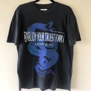 Anine Bing Walker Viper Blue Snake Tee in Washed Black, Size Medium thumbnail 7