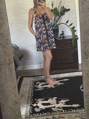 Twelfth Street by Cynthia Vincent 100% Silk Boho Tunic Mini Dress Size L thumbnail 6