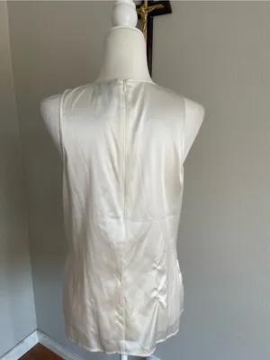 Cache Ivory Satin Beaded Tank Top thumbnail 4