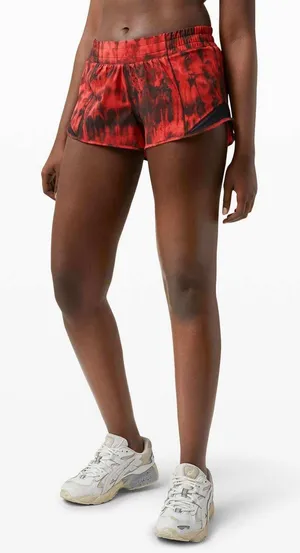 Lululemon Hotty Hot Short II 2.5 Game Day Red Black Multi Running Shorts Size 4 thumbnail 1