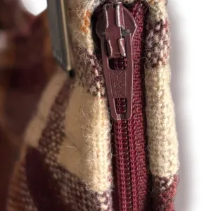 Vintage 70s Plaid Wool Blend Midi Skirt Burgundy Tan A Line AcademiaHeritage thumbnail 5