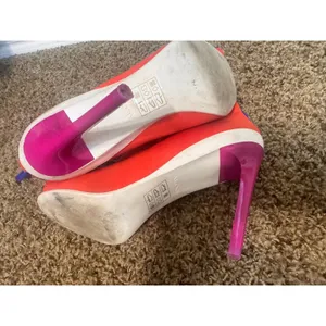 Aldo Neon Orange Sock Boots Peep Toe Stiletto Heel Gogo Retro Zip Womens 9/40 thumbnail 6