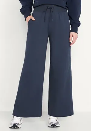 Old Navy Dynamic Fleece Pants Extra High Rise Wide Leg Size L Tall Dark Blue thumbnail 1