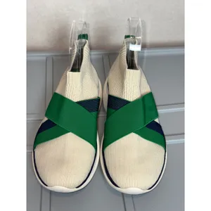 Tory Sport Bubble Sock Sneakers Cream Green Navy Knit Slip On Trainers thumbnail 3