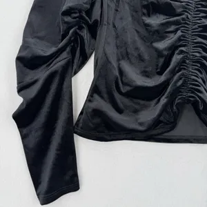 Express Black Velvet Ruched Puff Sleeve Top M NWT Square Neck Romantic Festival thumbnail 4