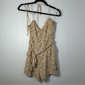 Abercrombie & Fitch Women’s Yellow Floral Halter Shorts Romper Size XS thumbnail 3