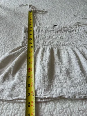 Zara White Smocked Peplum Boho Cami Top with Shoulder Ties Size S Cottagecore thumbnail 3